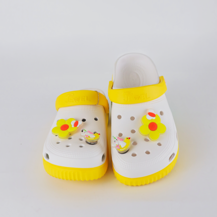 jewel crocs white yellow